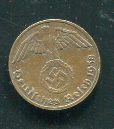 【硬幣】Germany(德國納粹),K97,1 Pfennig,1943B #211080 品相美上VF+ 歷史價格詳細信息