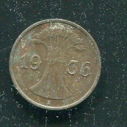 【硬幣】Germany(德國威瑪共和),K37,1 Pfennig,1936F' #211060 品相美VF 歷史價格詳細信息