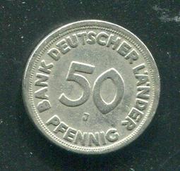 【硬幣】Germany(德國聯邦),K109.2,50 Pfennig,1977F #211120 品相全新UNC 歷史價格詳細信息