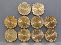 民國81-82年台灣銀行發行（伍拾圓梅花錢幣5枚）品相佳，值得珍藏，（有點小金幣的感覺）祝福您財源廣進，日日夜夜發大財 歷史價格詳細信息