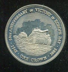 Tristan Da Cunha（龍蝦島二戰60周年紀念幣-空軍戰機），1-Crown，2005，品相全新UNC 歷史價格詳細信息