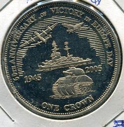Tristan Da Cunha（龍蝦島二戰60周年紀念幣-空軍戰機），1-Crown，2005，品相全新UNC 歷史價格詳細信息