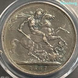 英國1887年維多利亞女王馬劍克朗銀幣 五彩包漿 細節清晰12059 歷史價格詳細信息