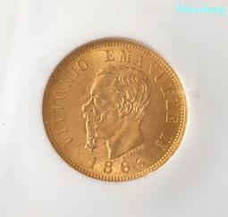 1863年83.5%銀伊曼紐爾二世20分銀幣M159，1864310 歷史價格詳細信息