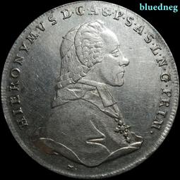 薩爾茨堡1778泰勒銀幣，末代大主教希羅尼穆斯&middot;科洛雷多，D64203 歷史價格詳細信息