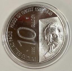 荷蘭1995年發行格勞秀斯紀念銀幣，面值10盾，品相如圖，按4191 歷史價格詳細信息