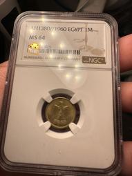 [NGC MS64] 埃及 1960年 1米利姆 鷹幣 銅幣16310 歷史價格詳細信息