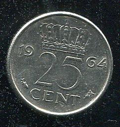 【錢幣】 NETHERLAND (荷蘭)， 25-CENT , K178 , 1948 ,品相9新AU#202282 歷史價格詳細信息