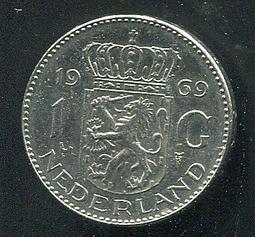 【錢幣】 NETHERLAND (荷蘭)， 1-GULD , K184a , 1972 ,品相美上VF+#202313 歷史價格詳細信息