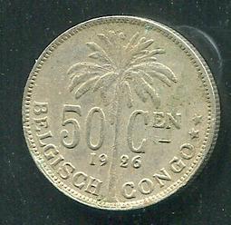 【錢幣】Belgian Congo (比利時剛果), 50 Centimes  , K23  , 1926 ,品相美VF #203942 歷史價格詳細信息