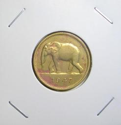 比屬剛果 1944 Belgian Congo - 1 F 銅幣-365 歷史價格詳細信息