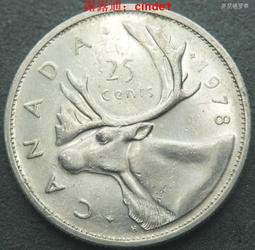 加拿大1978年25分硬幣伊麗莎白二世馴鹿直徑24mm 23E536 歷史價格詳細信息
