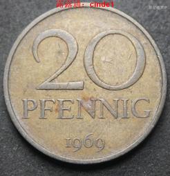 ????露天【至低價】東德民主德國1969年20芬尼銅幣（無廠標） 23d547 歷史價格詳細信息