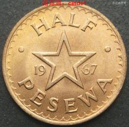 加納1967年1/2比塞瓦銅幣硬幣直徑20mm 23F405 歷史價格詳細信息