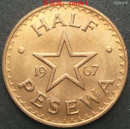 加納1967年1/2比塞瓦銅幣硬幣直徑20mm 23F405 歷史價格詳細信息