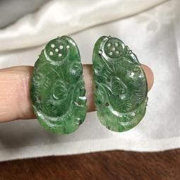 老翡翠帽花兩個  顏色辣綠17673 歷史價格詳細信息