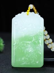 新疆和田玉白玉飄翠貔貅掛件天然玉石招財進寶吊墜翠青玉墜男女款 歷史價格詳細信息