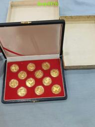 上海造幣廠一輪十二生肖鍍金紀念章一套，直徑3.3厘米的，品相12186 歷史價格詳細信息