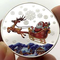 歐美圣誕老人送禮物鍍銀紀念章 卡通兒童彩繪硬幣賀歲圣誕紀念幣 歷史價格詳細信息