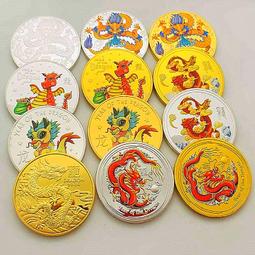 2024十二生肖龍年薄款龍騰盛世彩印鍍金紀念章 把玩隨手禮物金幣 歷史價格詳細信息