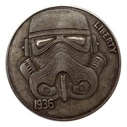 流浪者機器人骷髏頭白銅仿古舊銀紀念幣 收藏外國硬幣20mm錢幣 歷史價格詳細信息