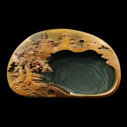 孤品/國家非物質文化遺產 安徽歙硯/雲紋硯/正宗老坑眉紋小楷硯臺 歷史價格詳細信息