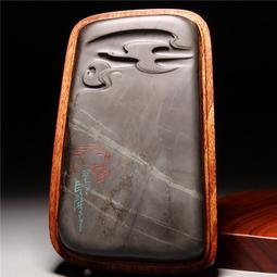 中國名師歙硯竹節硯手工孤品老坑原石籽料硯臺金星坑端硯文房四寶 歷史價格詳細信息