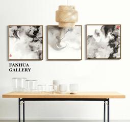 C - R - A - Z - Y - T - O - W - N　新中式山水風景掛畫靠山招財三聯畫現代沙發背景裝飾畫 歷史價格詳細信息