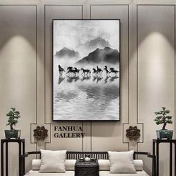 C - R - A - Z - Y - T - O - W - N　新中式山水風景掛畫靠山招財三聯畫現代沙發背景裝飾畫 歷史價格詳細信息