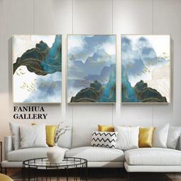 C - R - A - Z - Y - T - O - W - N　新中式山水風景掛畫靠山招財三聯畫現代沙發背景裝飾畫 歷史價格詳細信息