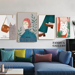 北歐風格臥室裝飾畫客廳沙發背景牆掛畫簡約抽象線條組合壁畫 歷史價格詳細信息