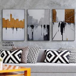 C - R - A - Z - Y - T - O - W - N　黑白抽象橫幅掛畫 室內設計掛畫 客廳沙發牆裝飾壁畫 歷史價格詳細信息