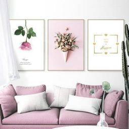 ART。DECO 粉墨之戀簡約現代抽象裝飾畫客廳沙發背景牆壁畫清新粉色床頭畫(3款可選) 歷史價格詳細信息
