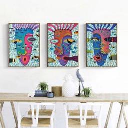 ART。DECO 創意個性客廳裝飾畫現代簡約抽象掛畫壁畫沙發背景三聯畫對稱之美(12款可選) 歷史價格詳細信息