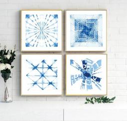 ART。DECO 藍調現代簡約地中海風格玄關裝飾畫印染圖案客廳掛畫樣板間壁畫(12款可選) 歷史價格詳細信息