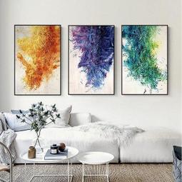 客廳三聯梵谷名畫豐收裝飾畫簡約餐廳組合掛畫牆畫星空向日葵 歷史價格詳細信息