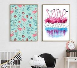 ART。DECO 火烈鳥裝飾畫北歐現代動物兒童房掛畫插畫壁畫客廳玄關臥室軟裝(4款可選) 價格比較,價格查詢,歷史價格詳細信息