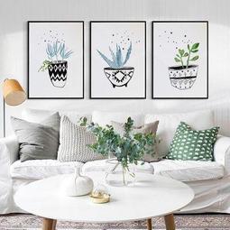 ART。DECO 北歐現代簡約風格抽像小房子森林樹木裝飾畫芯微噴打印掛畫(3款可選) 歷史價格詳細信息