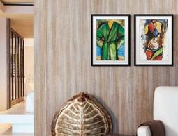 ART。DECO 男左女右現在簡約裝飾畫個性創意情侶情人節禮物送女友有框畫(2款可選) 價格比較,價格查詢,歷史價格詳細信息