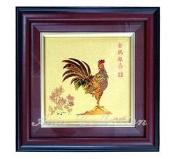 純金箔畫 金雞獻瑞 帝雉 雉雞 手工立體浮雕畫 46x55公分 G019-2030-03 附保證書 歷史價格詳細信息