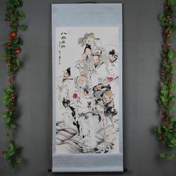 水墨字畫中堂畫三聯畫柳岸笛音屏風掛卷軸畫絲綢掛畫對聯定制國畫 歷史價格詳細信息