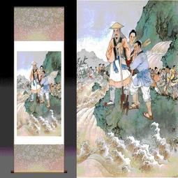 絲綢卷軸定制桃花笑鄉村隱居圖書房壁畫掛畫橫幅山水花鳥畫熱賣 歷史價格詳細信息