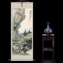 絲綢山水國畫中堂字畫對聯裝飾畫酒店茶樓辦公室裝飾啟功山水字畫 歷史價格詳細信息