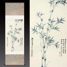 水墨竹子畫書房字畫山水畫竹報平安風水卷軸畫絲綢禮品送老外山水 歷史價格詳細信息