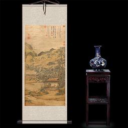 仇英山水畫卷軸畫定制客廳裝飾字畫書房掛畫絲綢畫春游晚歸仿古畫 歷史價格詳細信息