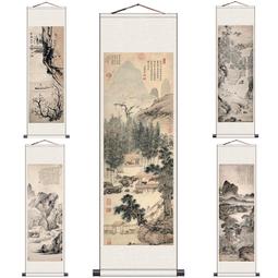 仇英山水畫卷軸畫定制客廳裝飾字畫書房掛畫絲綢畫春游晚歸仿古畫 歷史價格詳細信息
