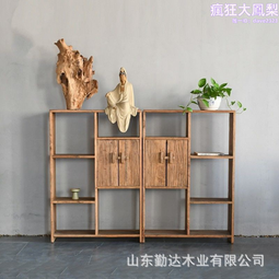 老榆木博古架實木多層書籍古董收納架實木落地茶葉整理架 歷史價格詳細信息