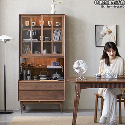 黑胡桃木全實木書櫃書架一體靠牆防塵玻璃翻門型收納櫃儲物展示櫃 歷史價格詳細信息