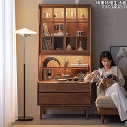 北美黑胡桃木實木書櫃北歐玻璃防塵書櫃自由組合櫃展示儲物櫃立櫃 歷史價格詳細信息