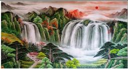 【幸運星】純手繪 國畫 聚寶盆 山水畫 純手繪 風水畫 招財 化煞 擋樑壓 小六尺畫芯 6014 歷史價格詳細信息